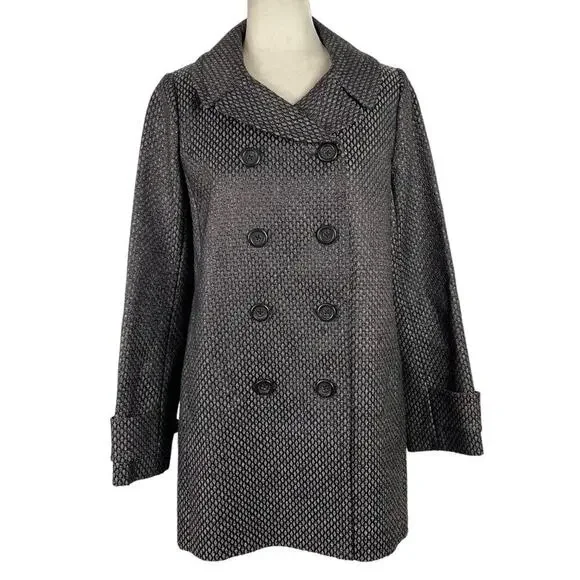 J. Crew Collection Stormy Tweed Lille Silk Overcoat Jacket Gunmetal Gray Size 10 - Picture 15 of 15